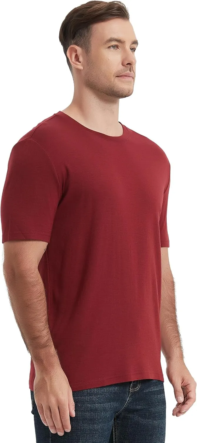 100% Merino Wool T Shirts for Men, Short Sleeve Lightweight Crew Undershirt, No-Odor Base Layer for Hiking Travel