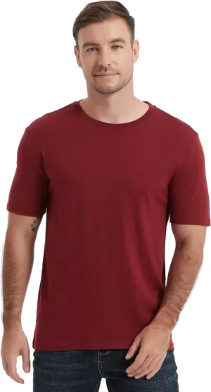 100% Merino Wool T Shirts for Men, Short Sleeve Lightweight Crew Undershirt, No-Odor Base Layer for Hiking Travel