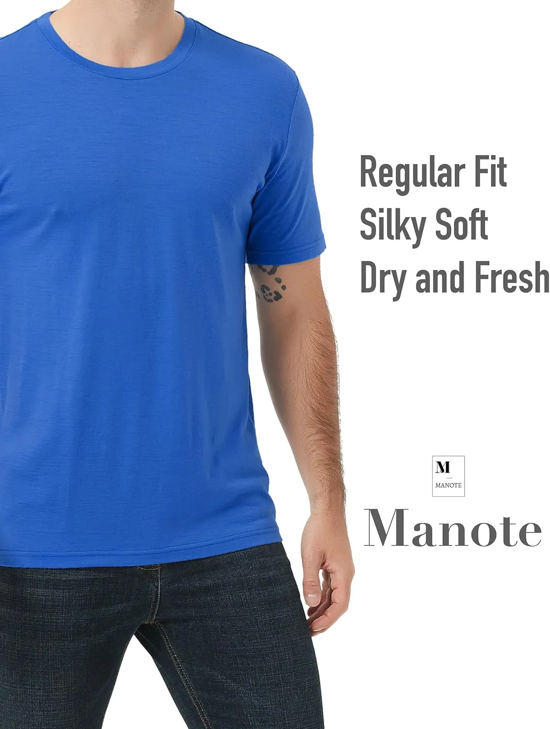 100% Merino Wool T Shirts for Men, Short Sleeve Lightweight Undershirt, No-Odor Base Layer