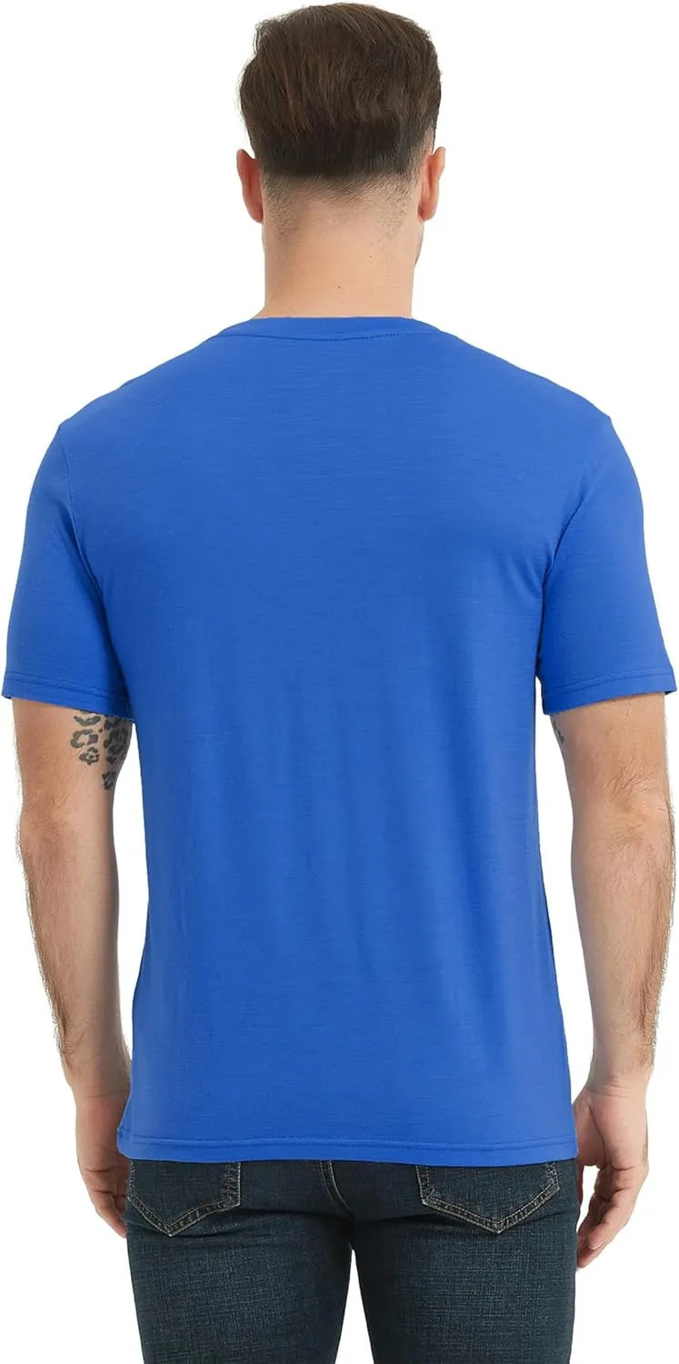 100% Merino Wool T Shirts for Men, Short Sleeve Lightweight Undershirt, No-Odor Base Layer