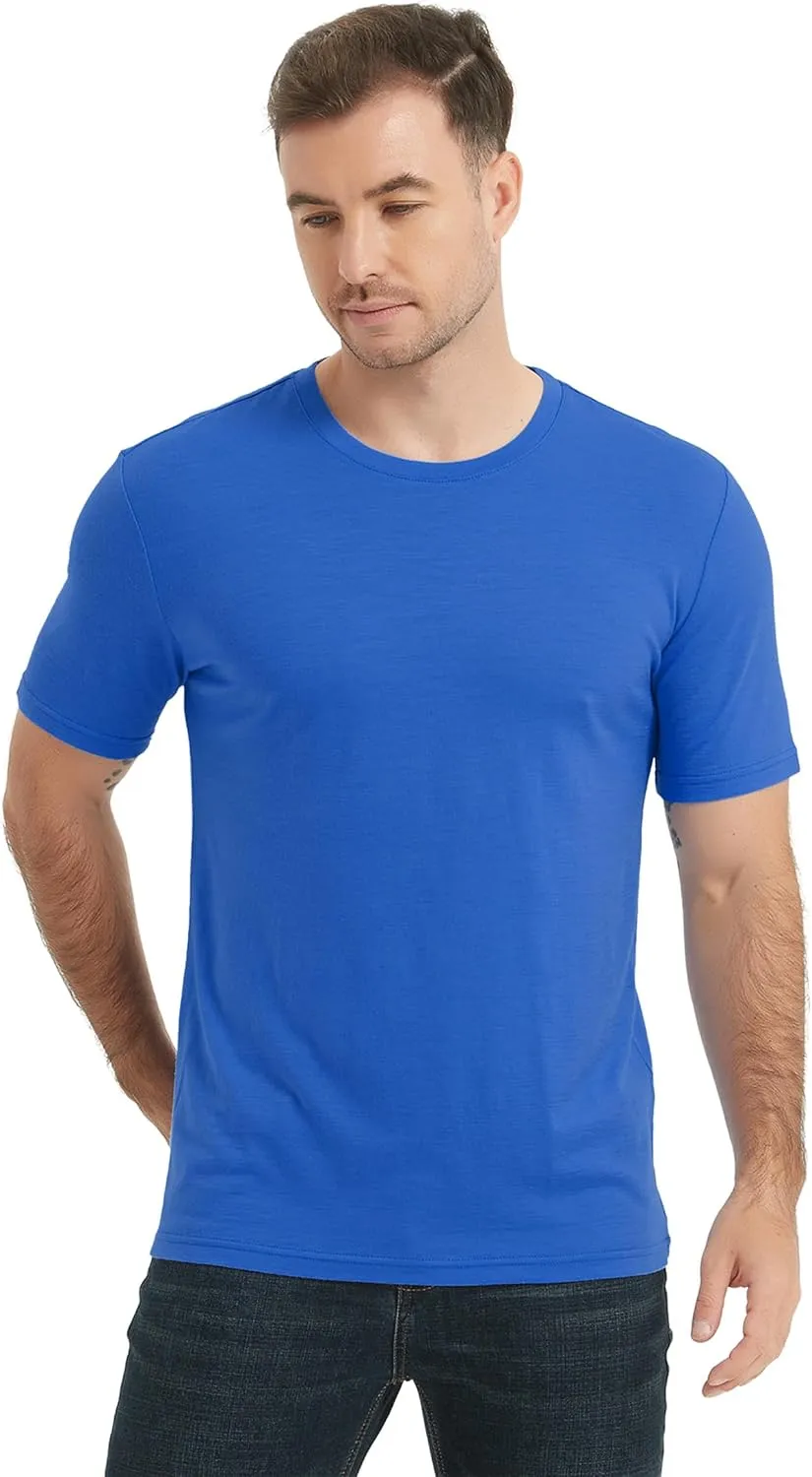 100% Merino Wool T Shirts for Men, Short Sleeve Lightweight Undershirt, No-Odor Base Layer