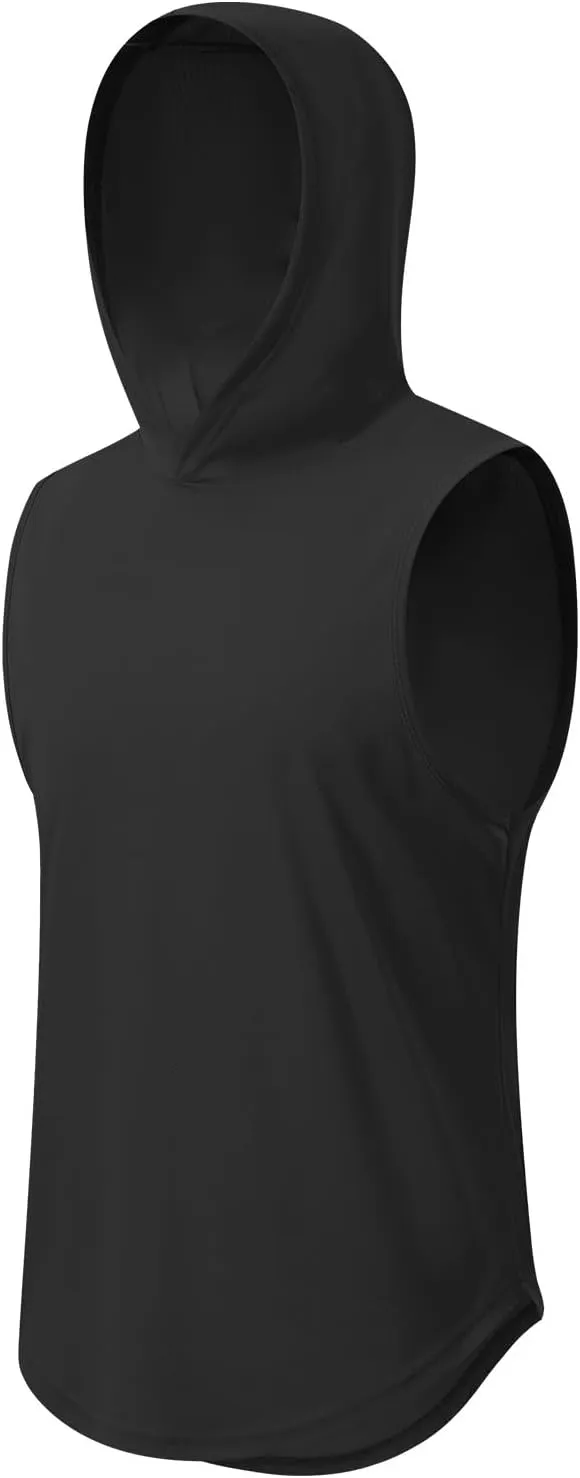 1/4 Pack Men's Sleeveless Workout Hooded Dry Fit Quick Dry Tank Tops with Hoods Athletic Fitness Muscle T-Shirts