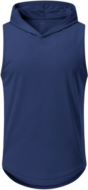 1/4 Pack Men's Sleeveless Workout Hooded Dry Fit Quick Dry Tank Tops with Hoods Athletic Fitness Muscle T-Shirts
