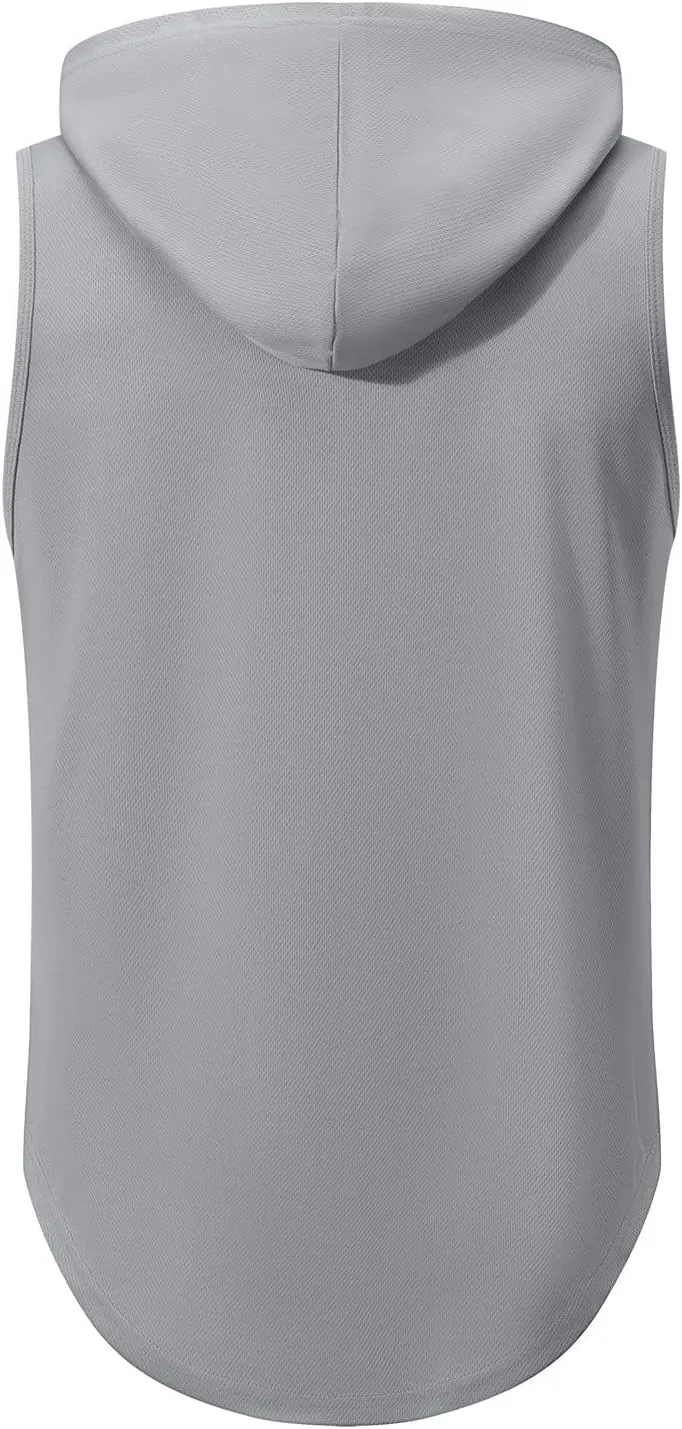 1/4 Pack Men's Sleeveless Workout Hooded Dry Fit Quick Dry Tank Tops with Hoods Athletic Fitness Muscle T-Shirts