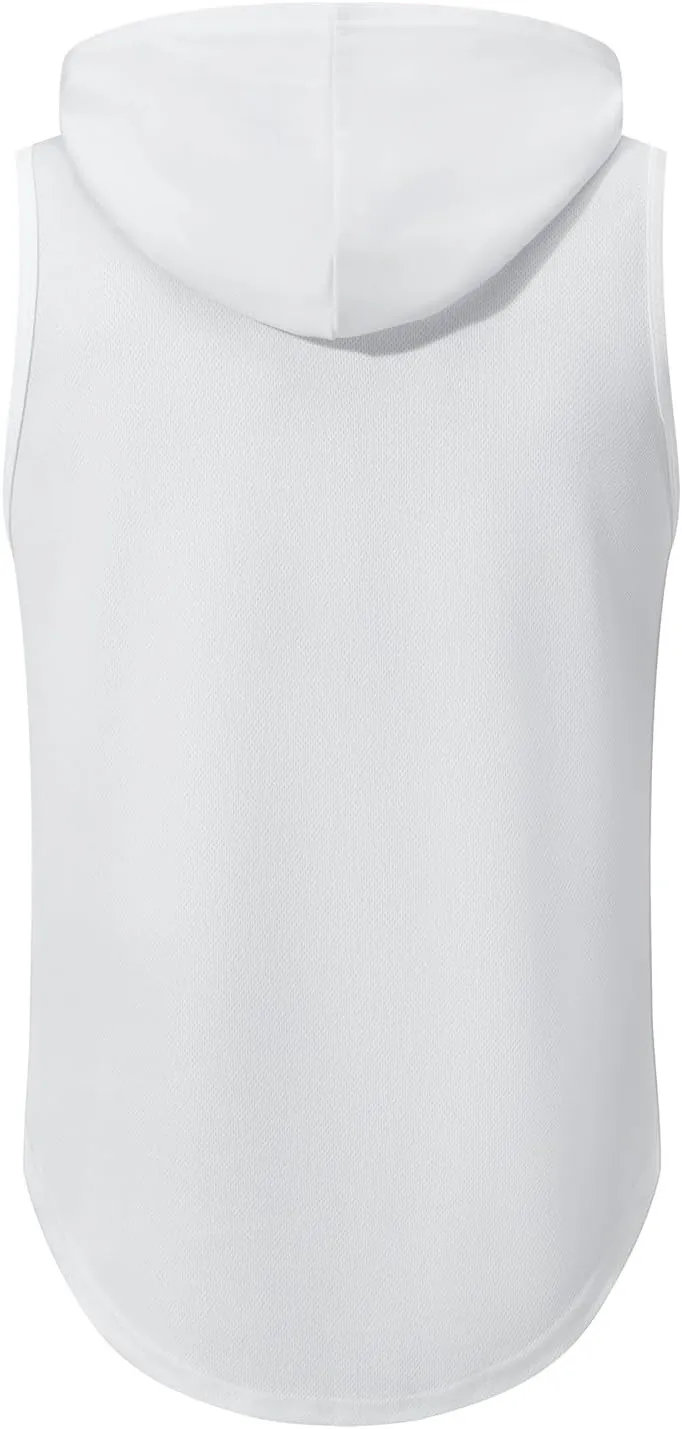 1/4 Pack Men's Sleeveless Workout Hooded Dry Fit Quick Dry Tank Tops with Hoods Athletic Fitness Muscle T-Shirts
