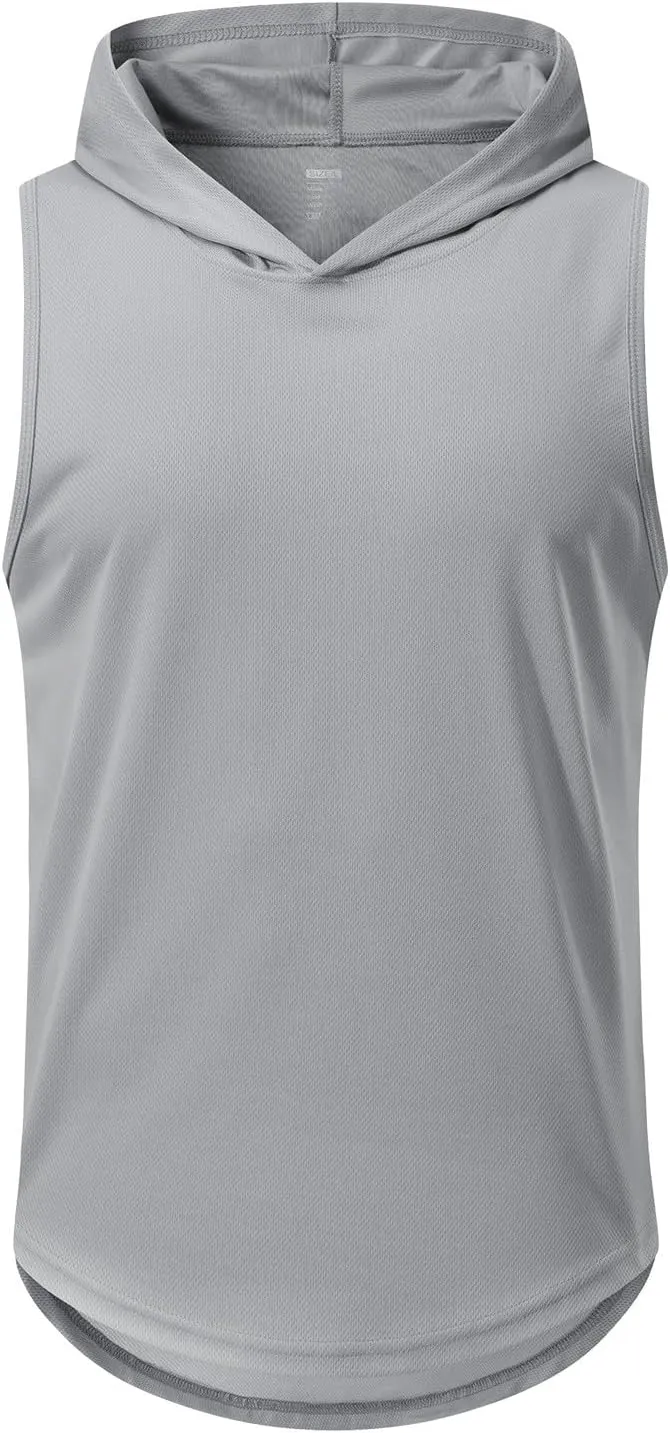 1/4 Pack Men's Sleeveless Workout Hooded Dry Fit Quick Dry Tank Tops with Hoods Athletic Fitness Muscle T-Shirts