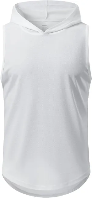 1/4 Pack Men's Sleeveless Workout Hooded Dry Fit Quick Dry Tank Tops with Hoods Athletic Fitness Muscle T-Shirts