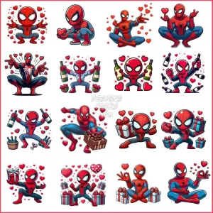16 Spider Hero love valentine Designs Bundle PNG
