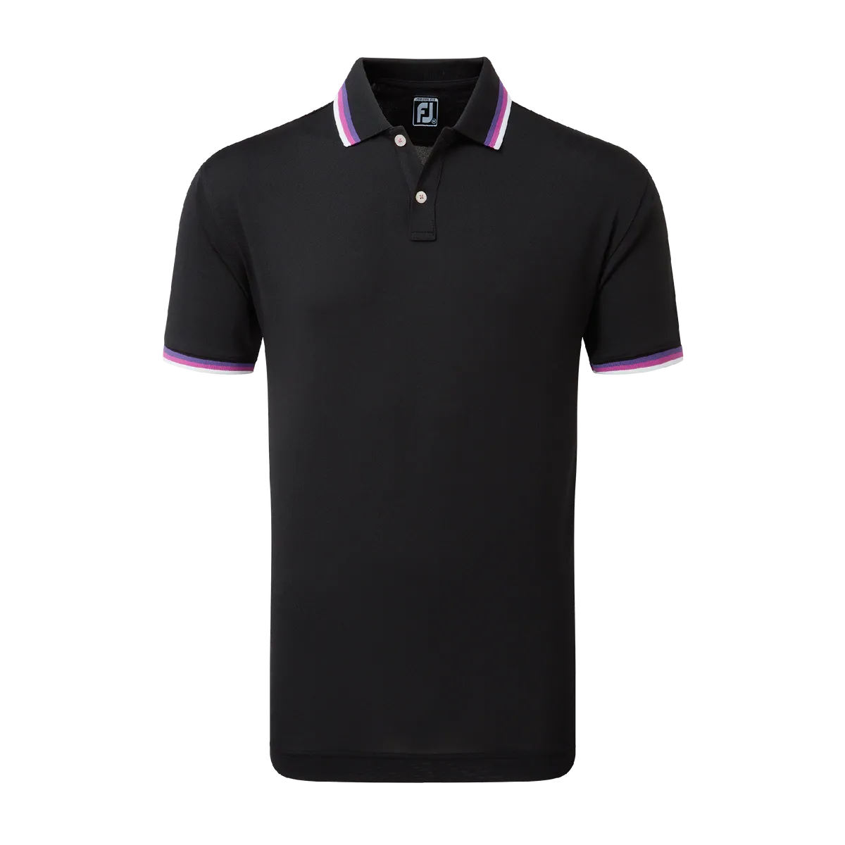 2023 FootJoy Mens Solid Polo with Trim Pique - Black