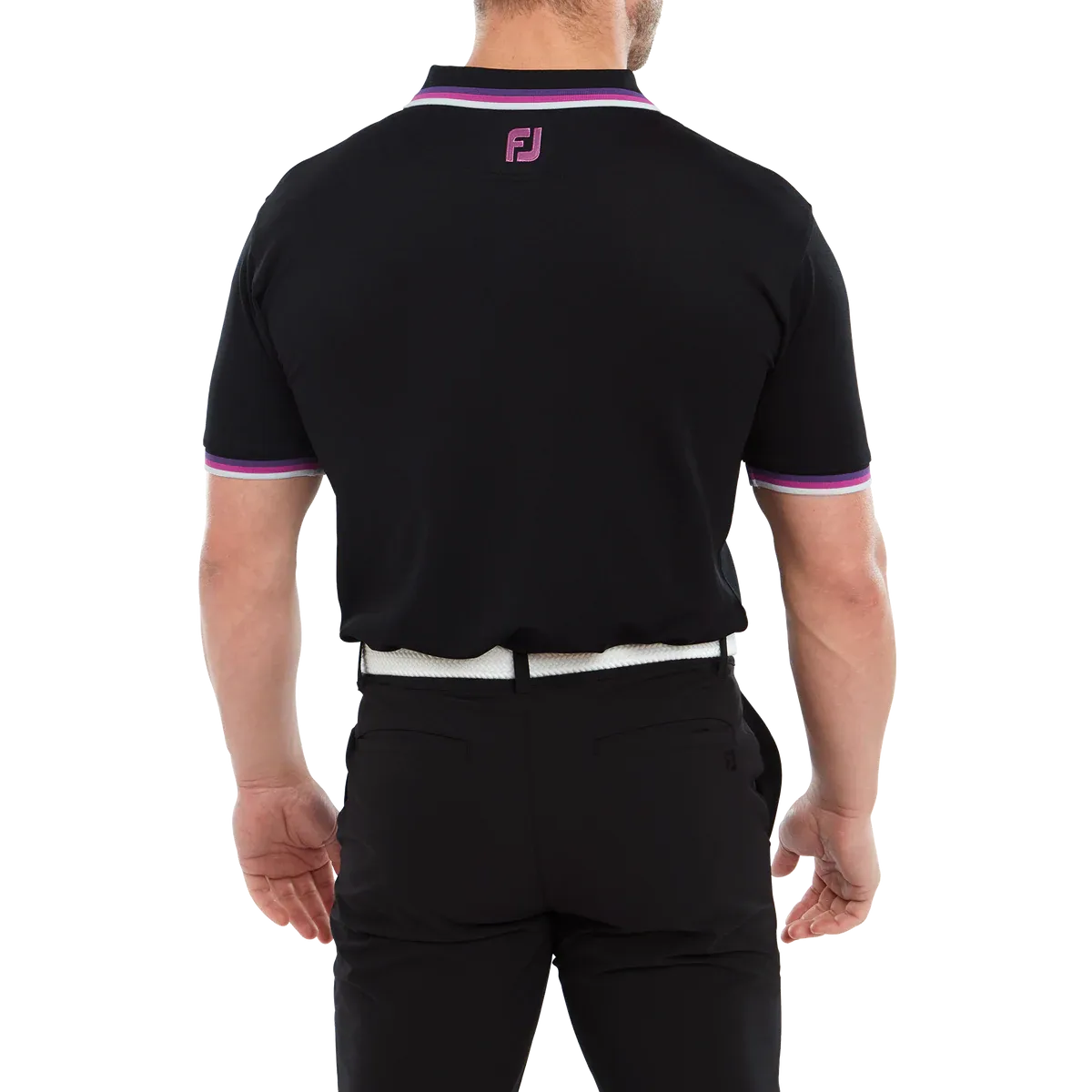 2023 FootJoy Mens Solid Polo with Trim Pique - Black