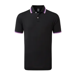 2023 FootJoy Mens Solid Polo with Trim Pique - Black