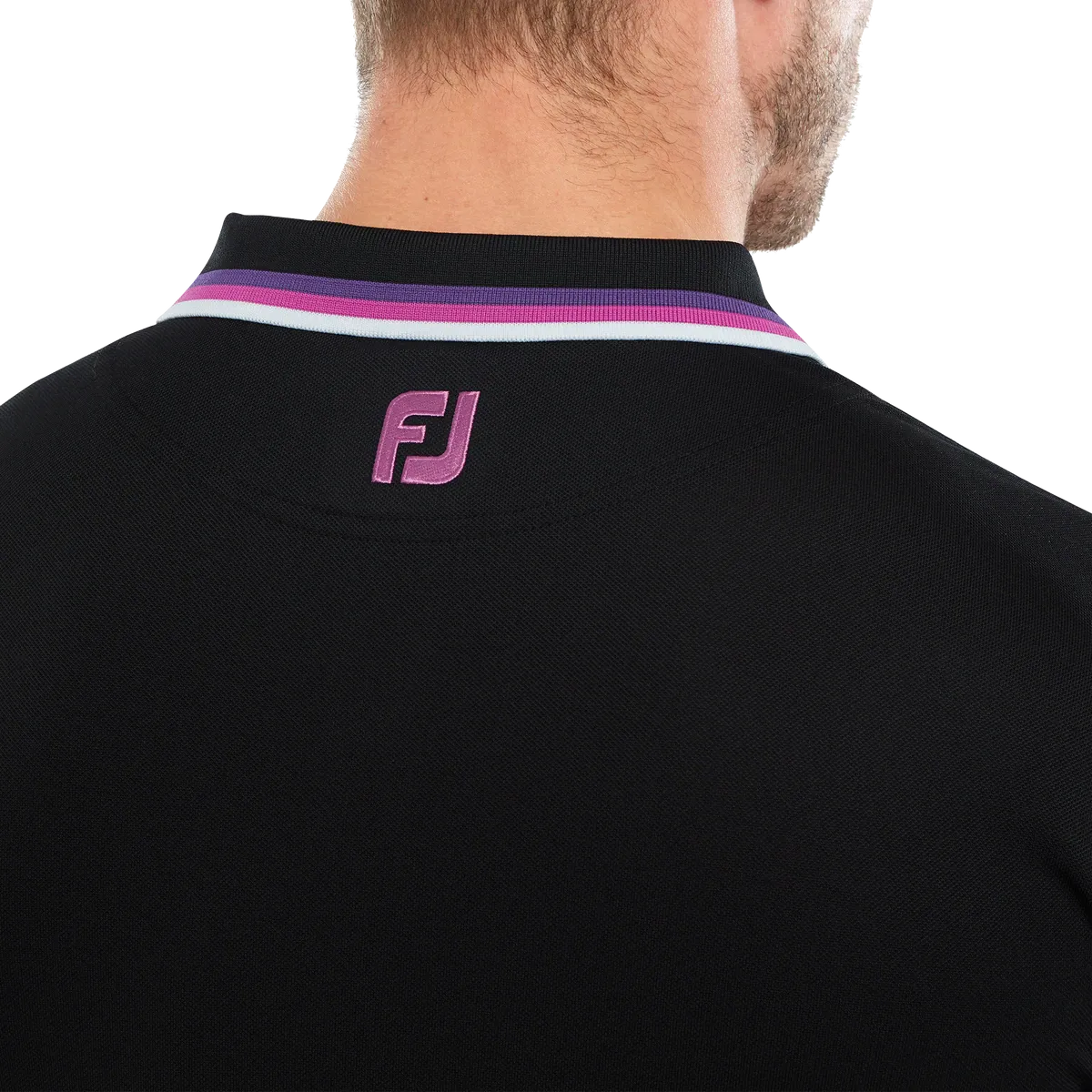2023 FootJoy Mens Solid Polo with Trim Pique - Black