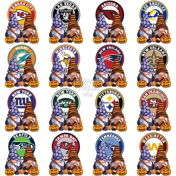 32 Halloween Football Teams Designs Bundle PNG