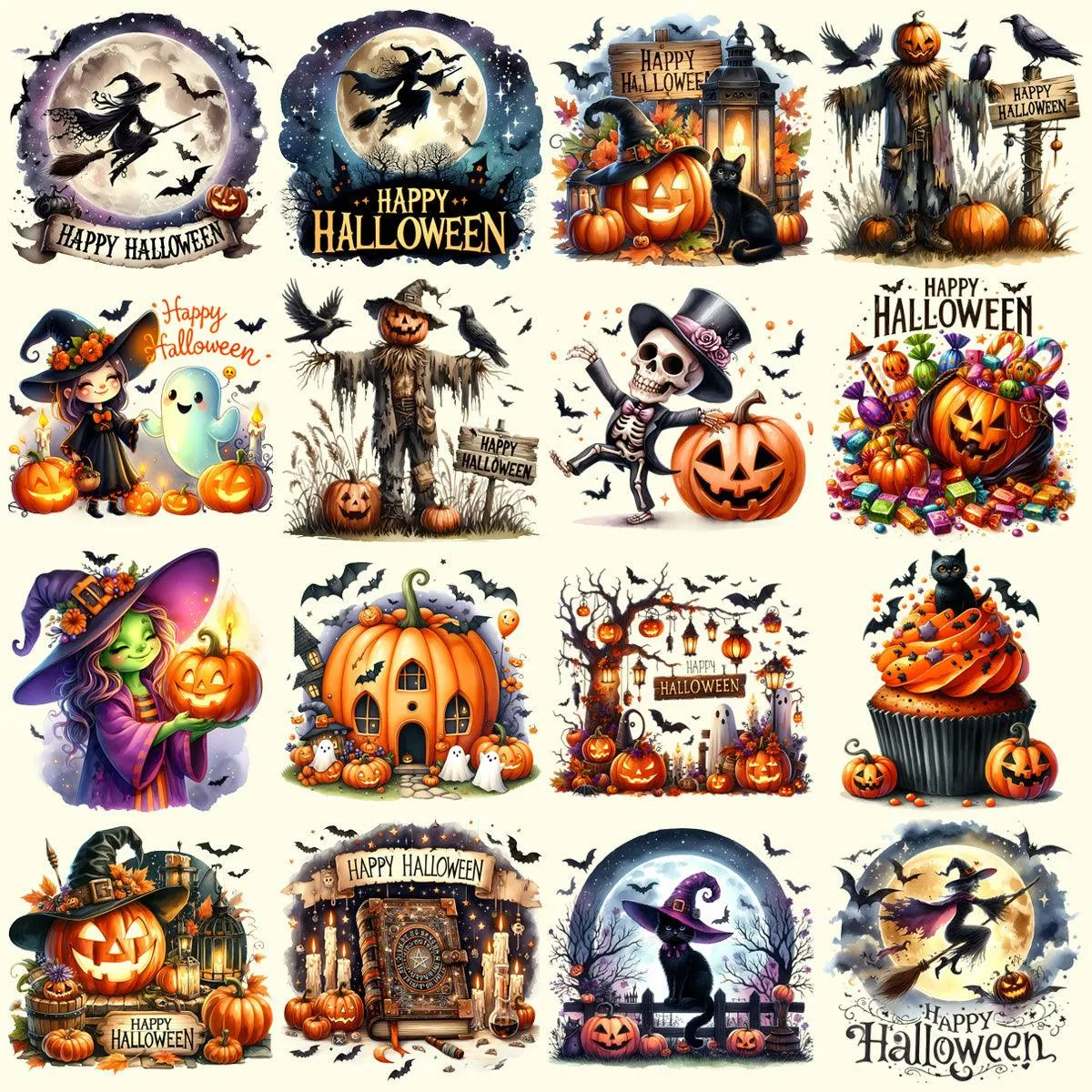 49 Halloween Ghost Witch Designs Bundle PNG