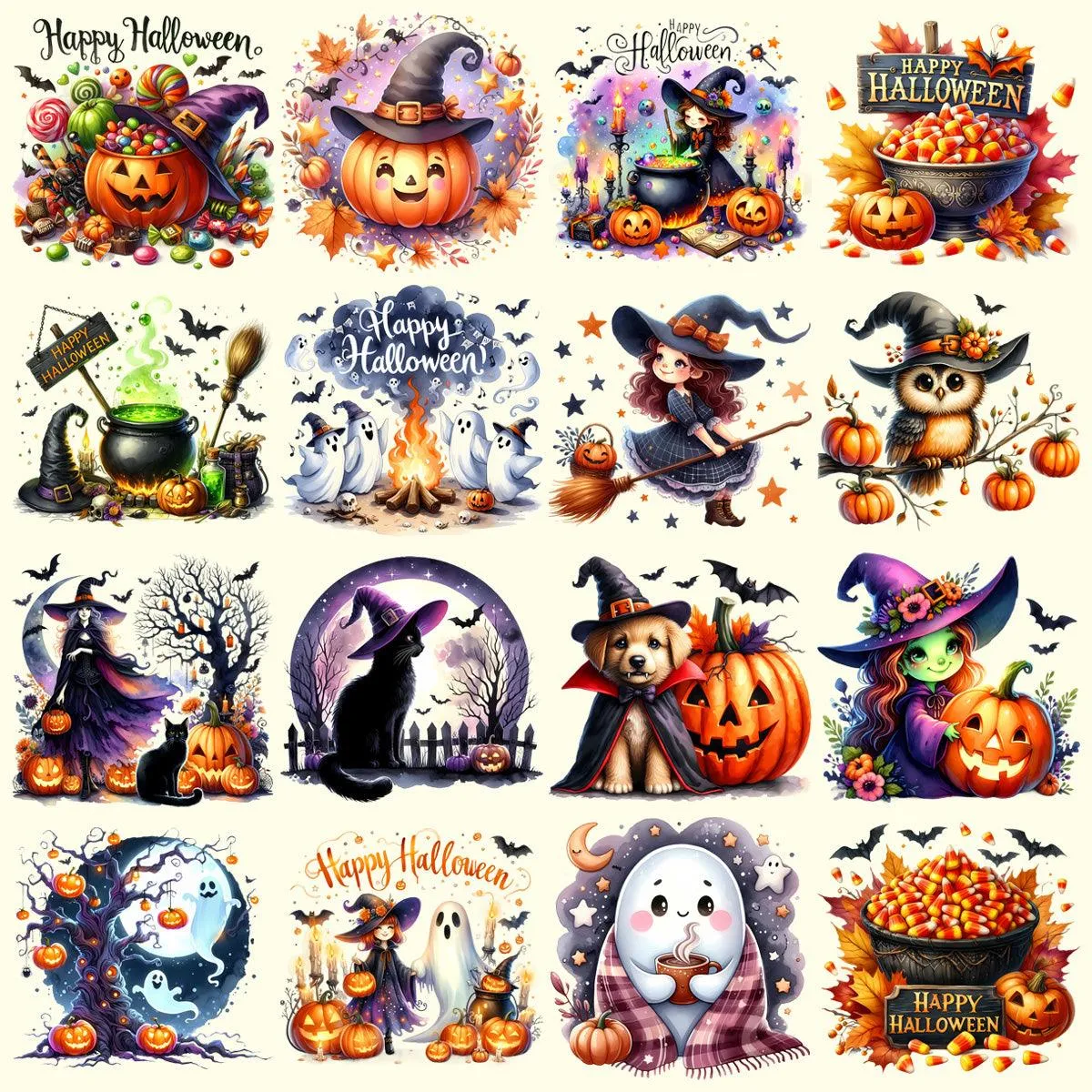 49 Halloween Ghost Witch Designs Bundle PNG