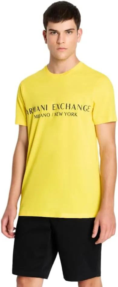 A | X ARMANI EXCHANGE Men's Short Sleeve Milan New York Logo Crew Neck T-Shirt
