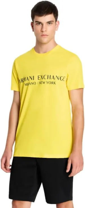 A | X ARMANI EXCHANGE Men's Short Sleeve Milan New York Logo Crew Neck T-Shirt