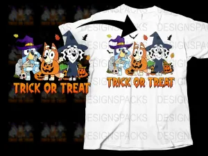 Adorable Halloween Trick Or Treat Bluey Family Png Digital Download