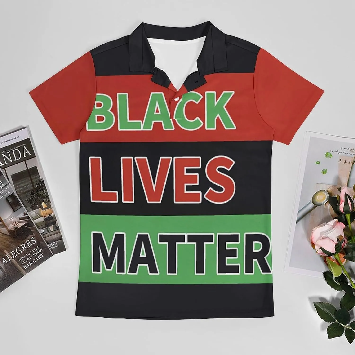 African Black Lives Matter Flag Men's Polo Shirt Short Sleeve Casual Athletic Quick Dry Golf T-Shirts