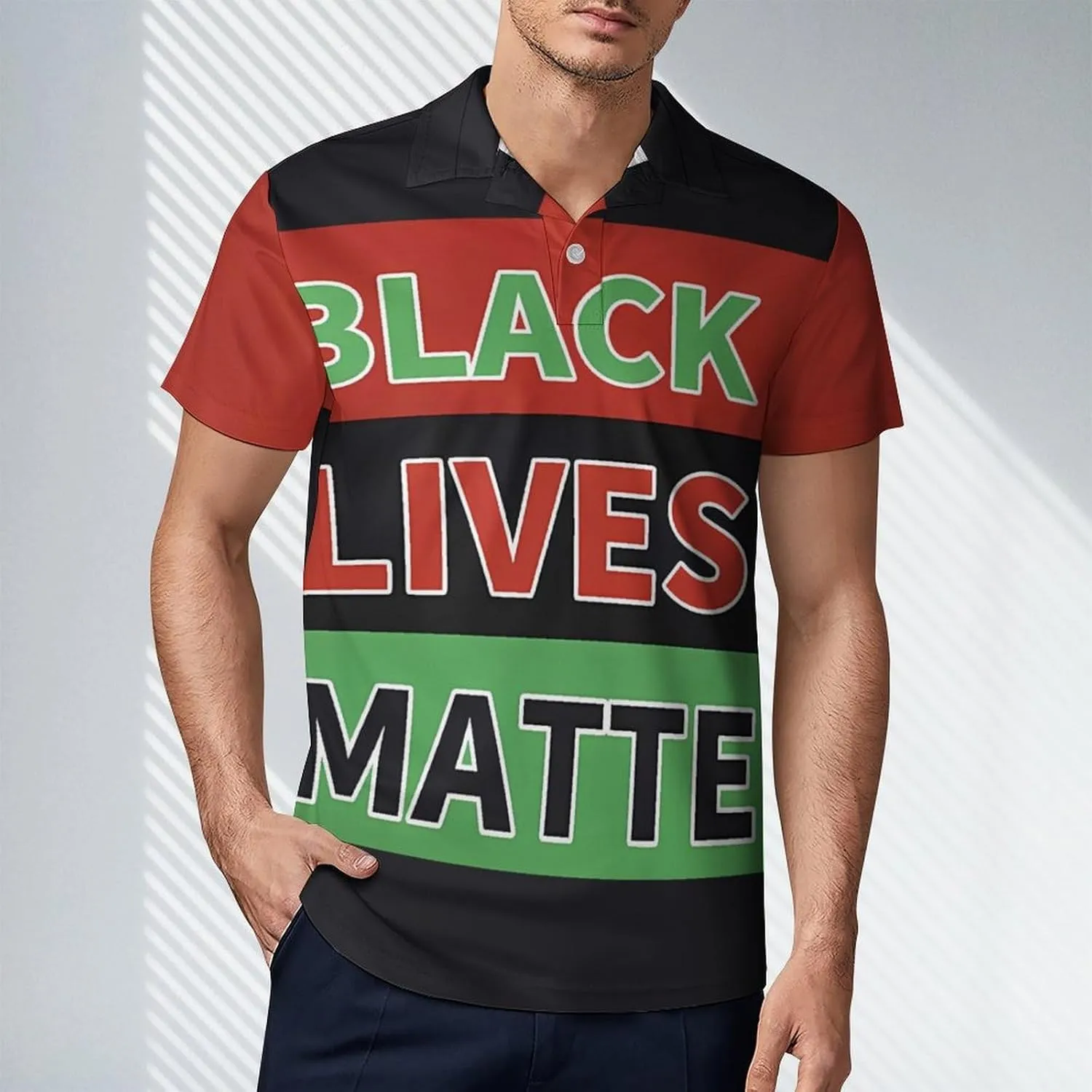 African Black Lives Matter Flag Men's Polo Shirt Short Sleeve Casual Athletic Quick Dry Golf T-Shirts