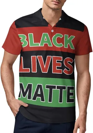African Black Lives Matter Flag Men's Polo Shirt Short Sleeve Casual Athletic Quick Dry Golf T-Shirts