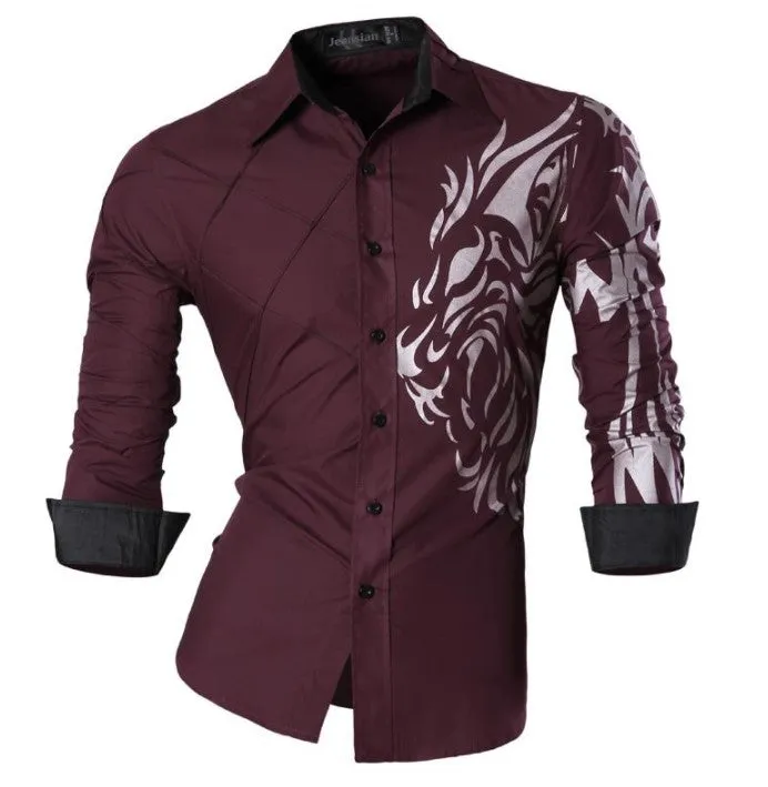 Aidase Men's Fashion Dress Casual Shirts Button Down Long Sleeve Slim Fit Designer Z001 White2