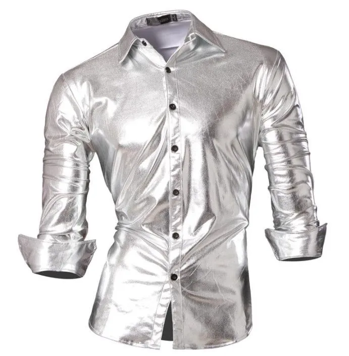 Aidase Men's Fashion Dress Casual Shirts Button Down Long Sleeve Slim Fit Designer Z001 White2