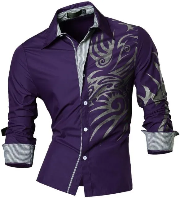 Aidase Men's Fashion Dress Casual Shirts Button Down Long Sleeve Slim Fit Designer Z001 White2