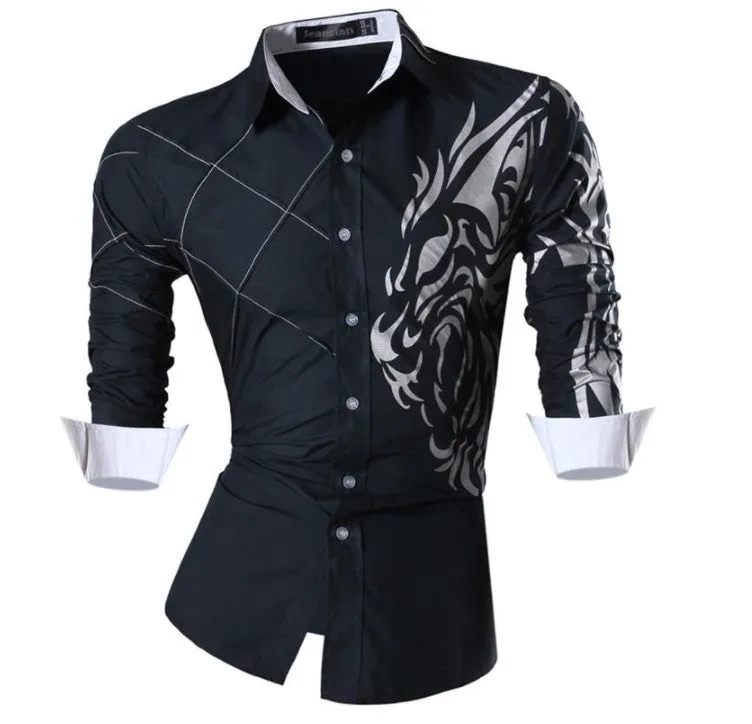 Aidase Men's Fashion Dress Casual Shirts Button Down Long Sleeve Slim Fit Designer Z001 White2