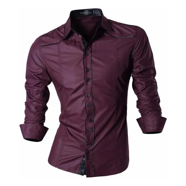 Aidase Men's Fashion Dress Casual Shirts Button Down Long Sleeve Slim Fit Designer Z001 White2