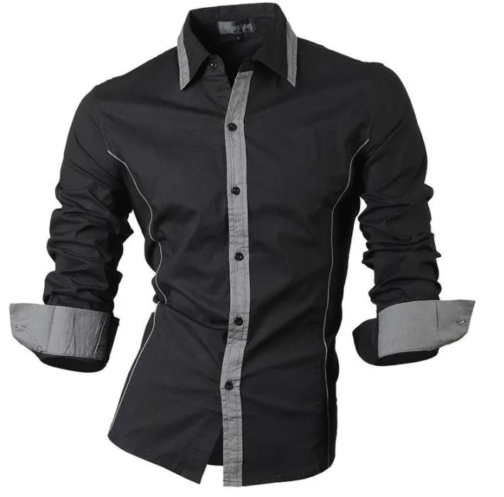 Aidase Men's Fashion Dress Casual Shirts Button Down Long Sleeve Slim Fit Designer Z001 White2
