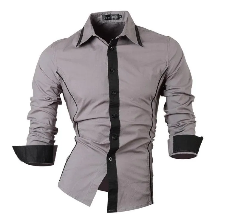 Aidase Men's Fashion Dress Casual Shirts Button Down Long Sleeve Slim Fit Designer Z001 White2