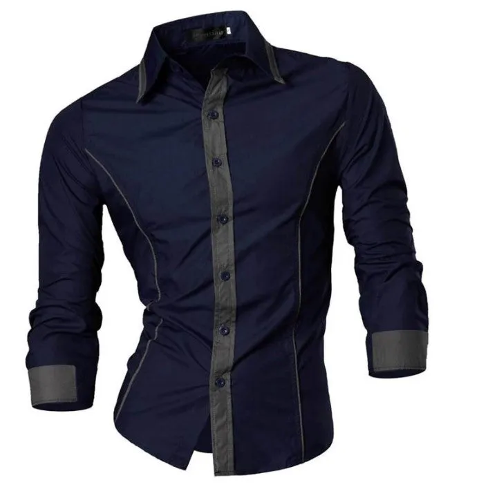 Aidase Men's Fashion Dress Casual Shirts Button Down Long Sleeve Slim Fit Designer Z001 White2