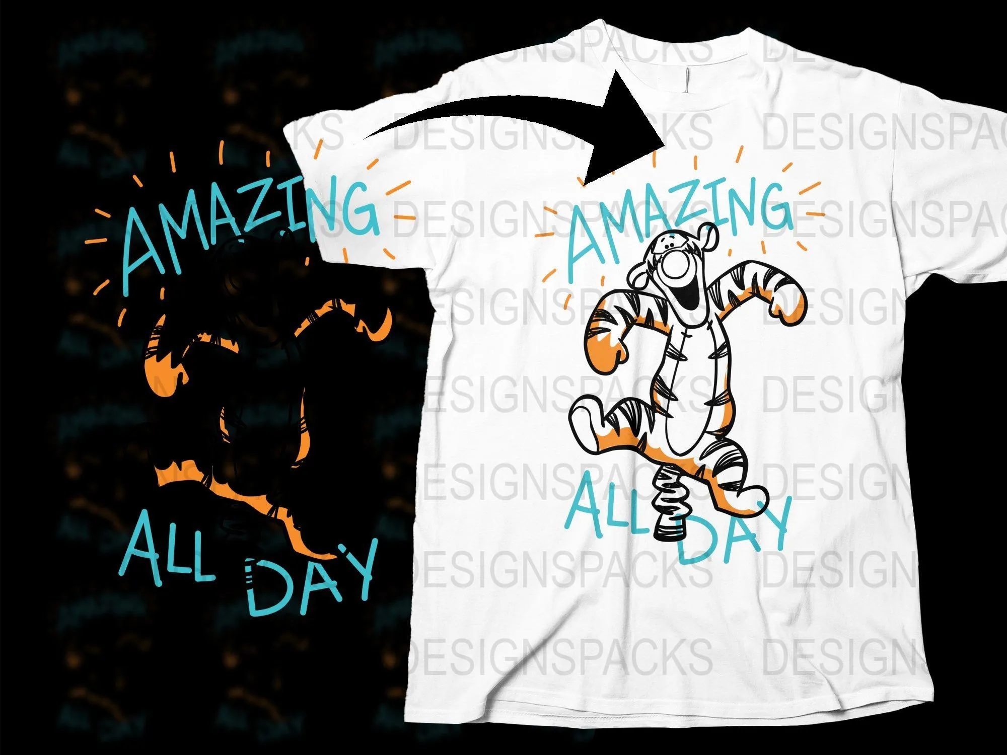 Amazing All Day Tigger Graphic Png Digital Download
