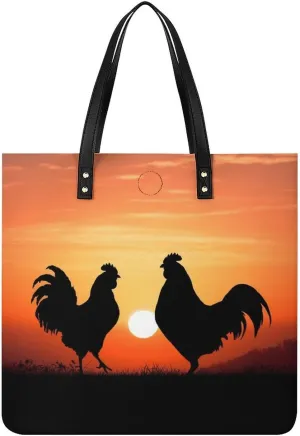 Animal Chickens Leather Women Tote Bag Soft Handbags Fashion Shoulder Purses Large Capacity Satchel Clutch Handbag for Travel Work