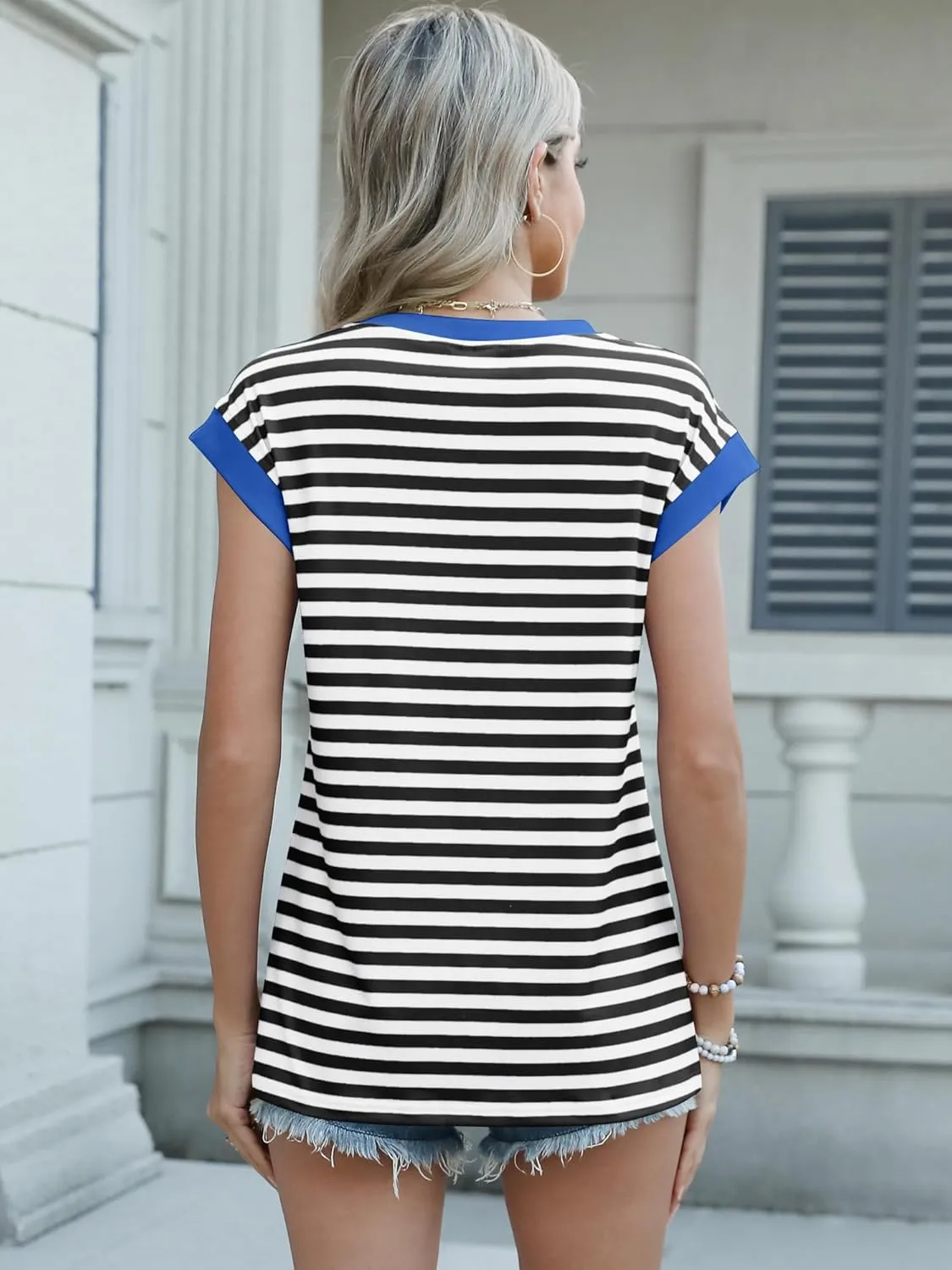 ANRABESS Women Cap Sleeve Tops 2025 Trendy Summer Loose Fit Cute Basic T Shirts Business Dressy Casual Outfits Clothes