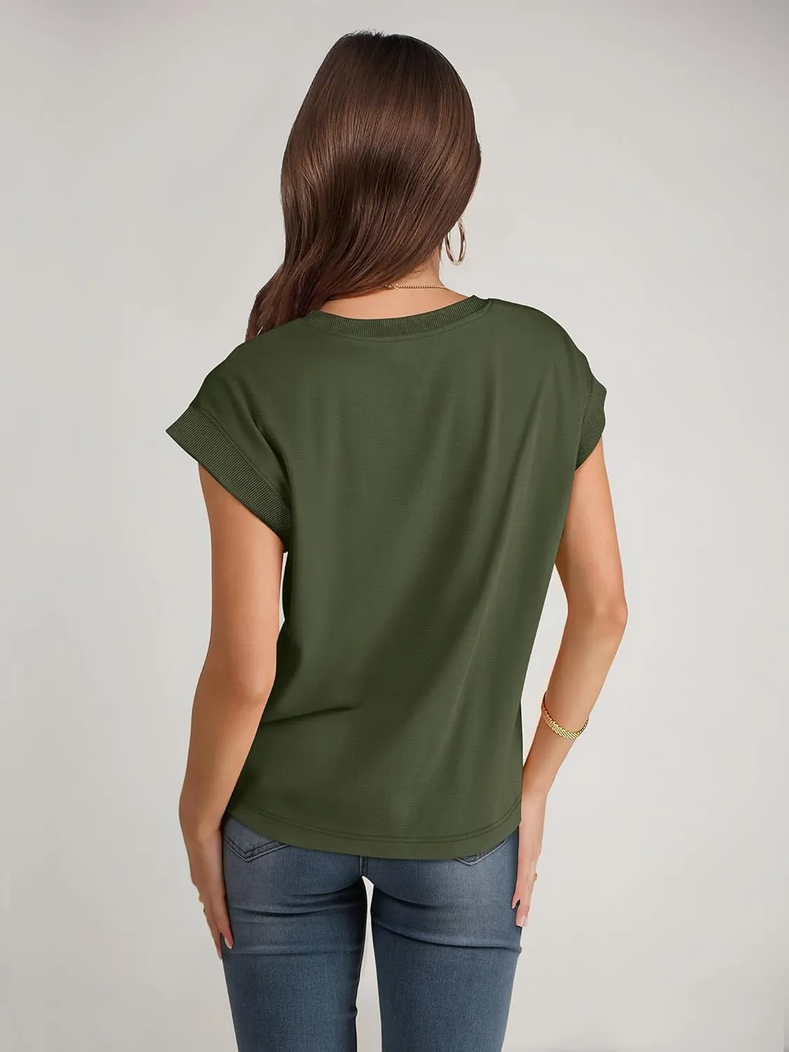 ANRABESS Women Cap Sleeve Tops 2025 Trendy Summer Loose Fit Cute Basic T Shirts Business Dressy Casual Outfits Clothes