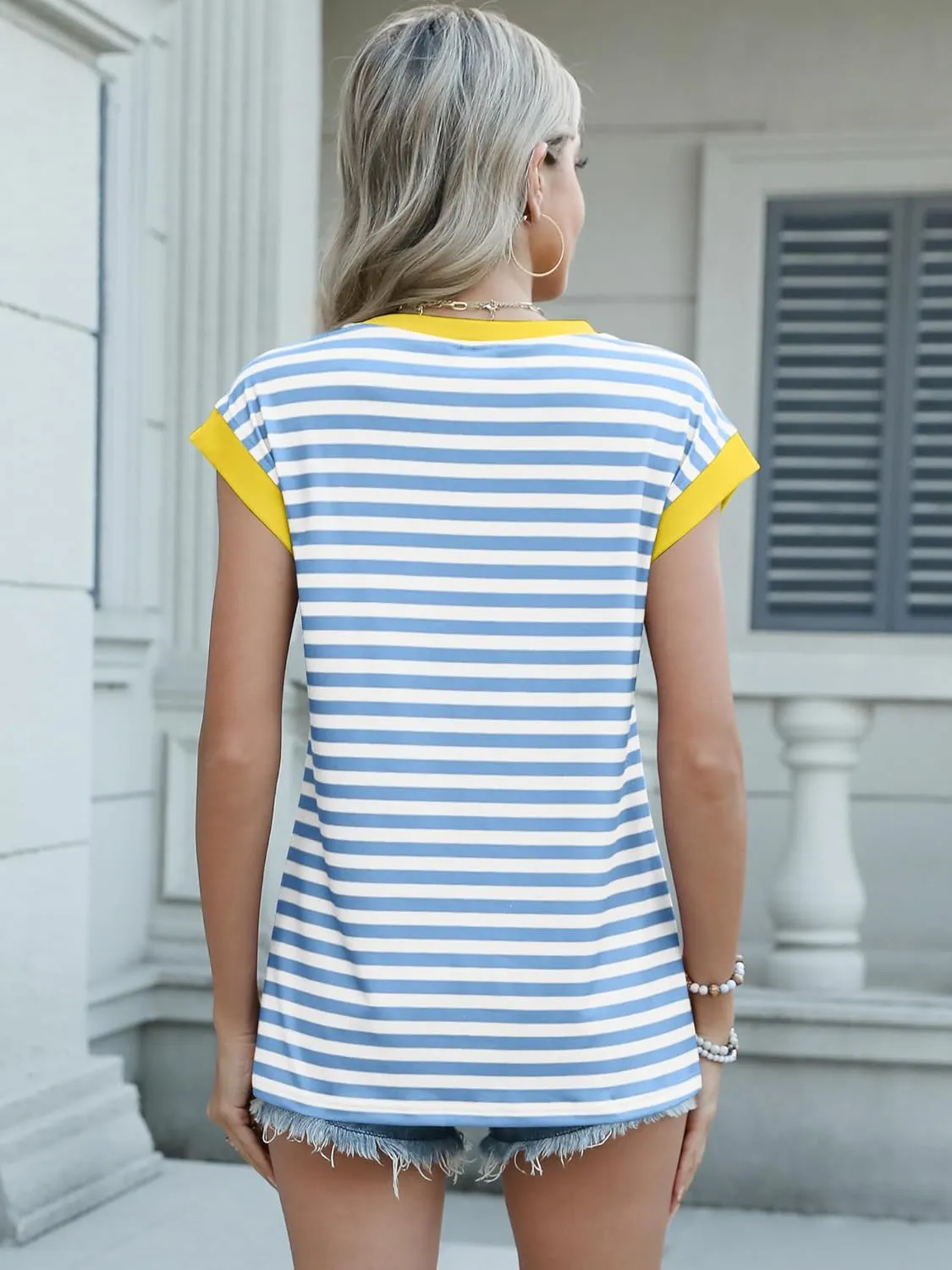 ANRABESS Women Cap Sleeve Tops 2025 Trendy Summer Loose Fit Cute Basic T Shirts Business Dressy Casual Outfits Clothes