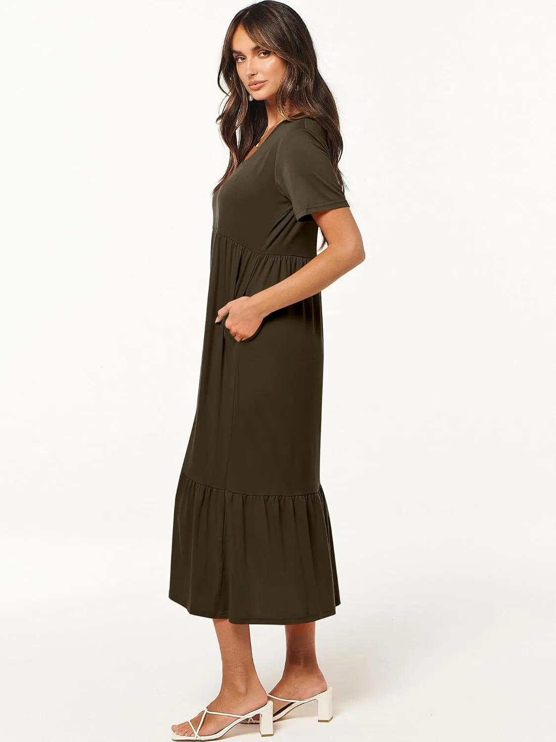 ANRABESS Women's Summer Casual Short Sleeve T Shirts Maxi Dress Flowy V Neck Tiered Beach Vacation Sundress 2025 Outfits
