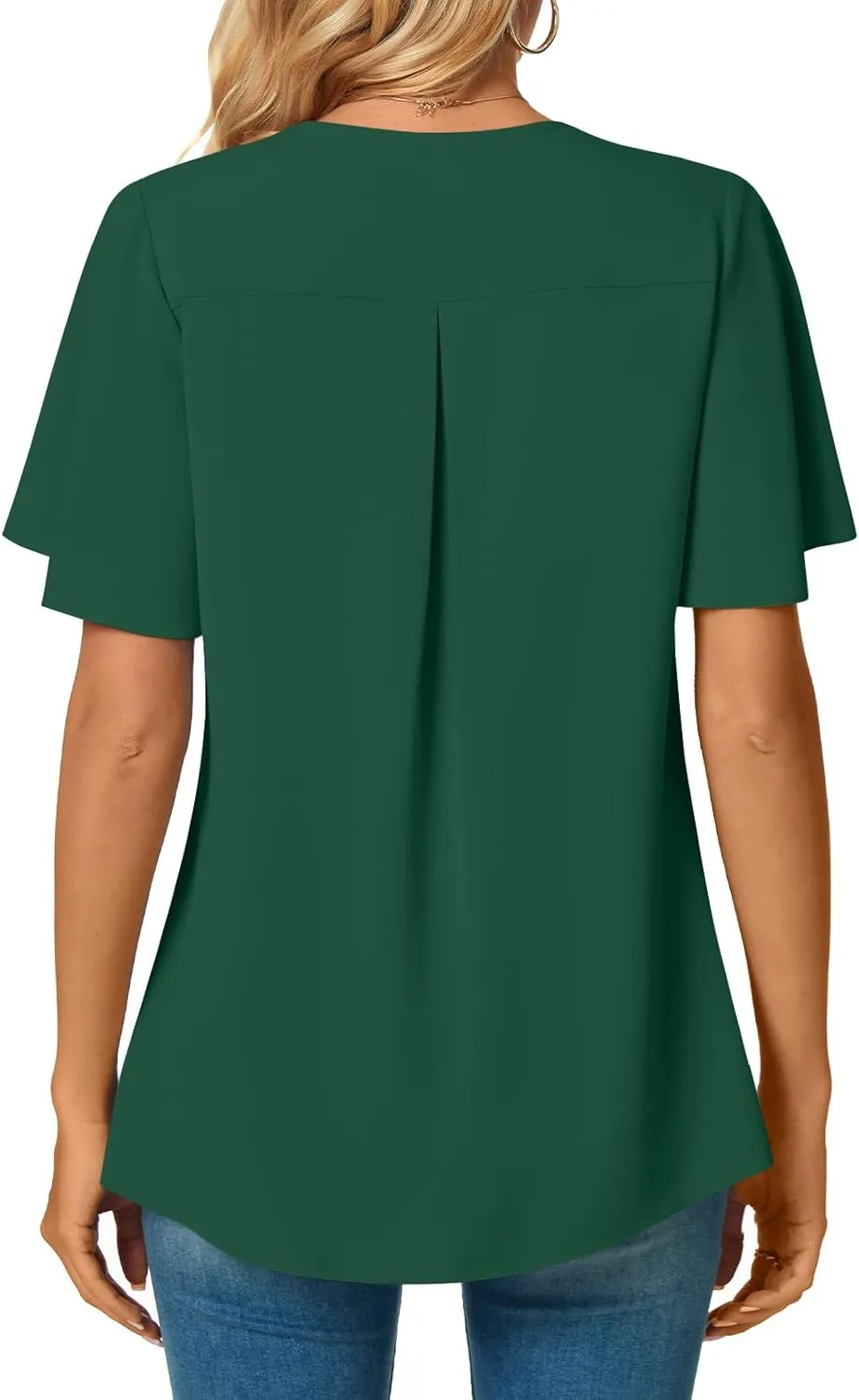 Anyally Womens Summer Dressy Chiffon Blouses V Neck 2025 Short Sleeve Tunic Tops for Leggings Casual T-Shirts