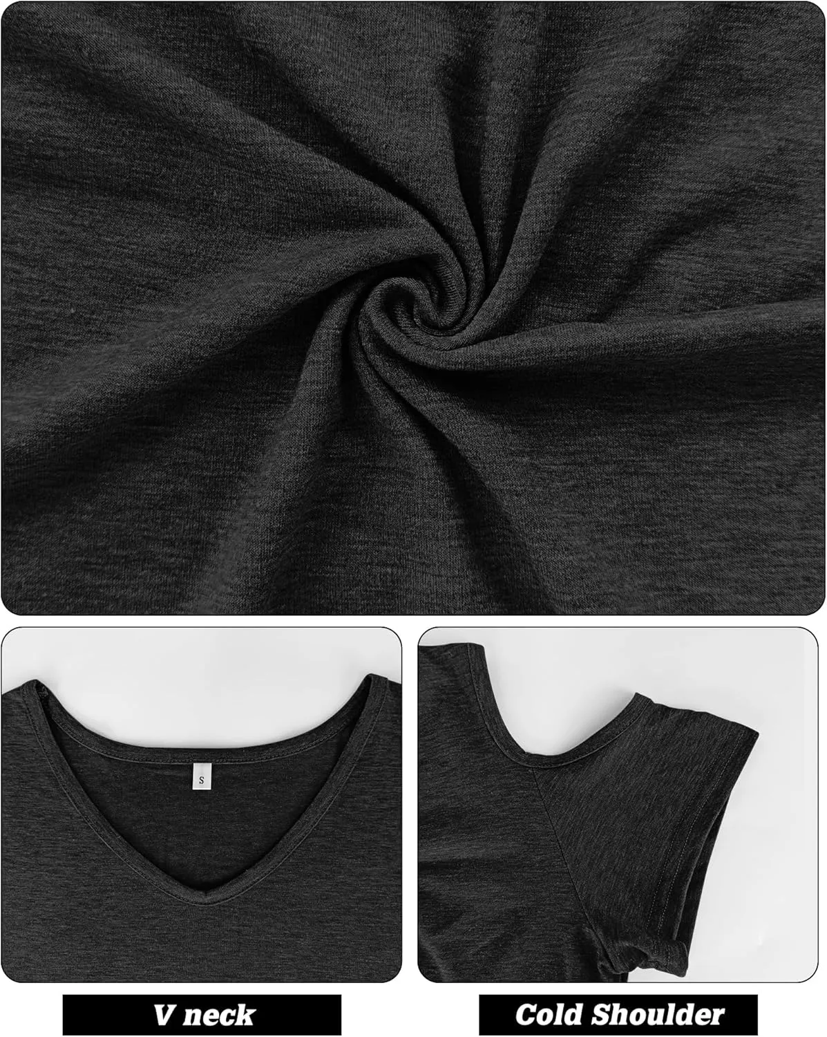 AUSELILY Womens Summer T Shirts Casual Ladies V Neck Tops Short Sleeve Cold Shoulder Loose Fit Blouse 2025 Trendy Clothing