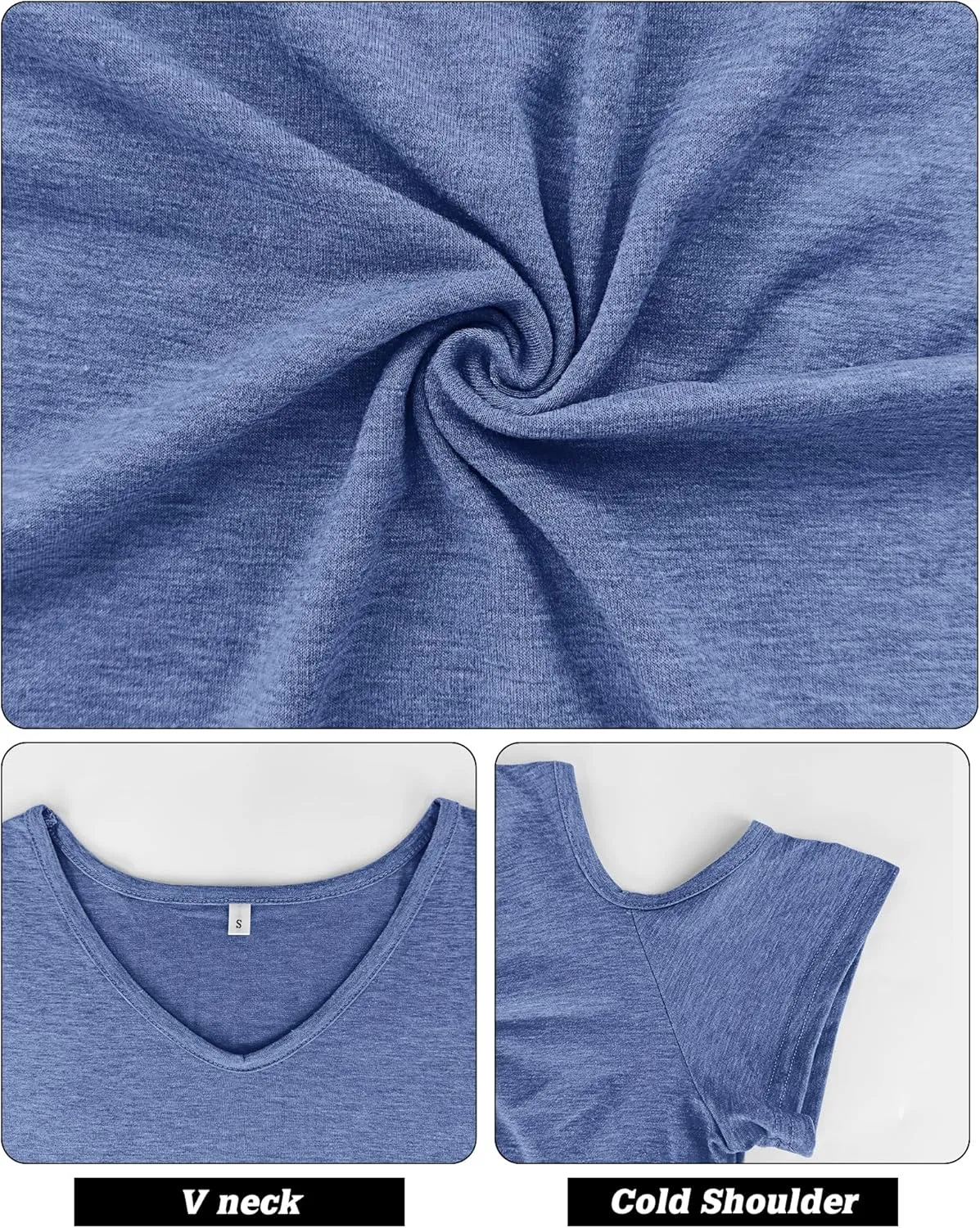 AUSELILY Womens Summer T Shirts Casual Ladies V Neck Tops Short Sleeve Cold Shoulder Loose Fit Blouse 2025 Trendy Clothing