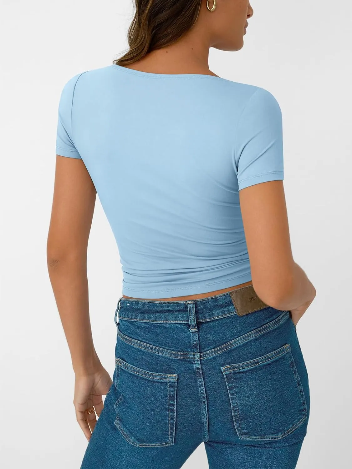 AUTOMET Womens Short Sleeve Boat Neck T-Shirts Going Out Tops Compression Summer Y2k Basic Clothes 2025