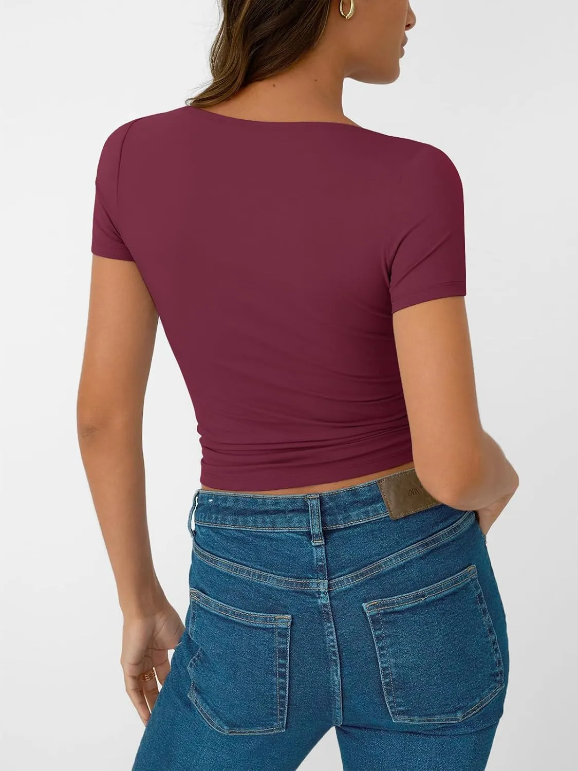 AUTOMET Womens Short Sleeve Boat Neck T-Shirts Going Out Tops Compression Summer Y2k Basic Clothes 2025