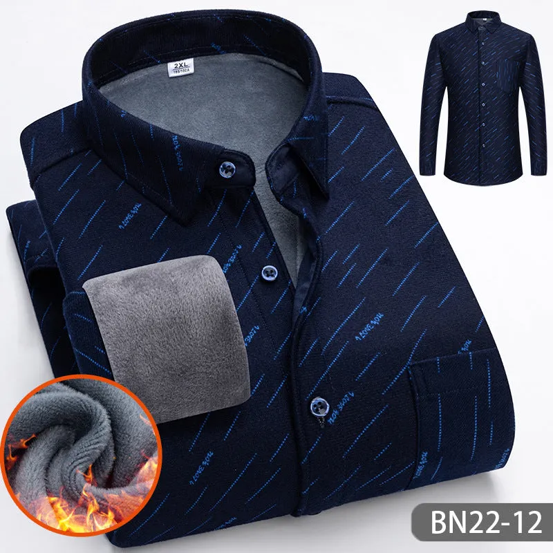 Autumn and winter men's casual thickened warm shirts