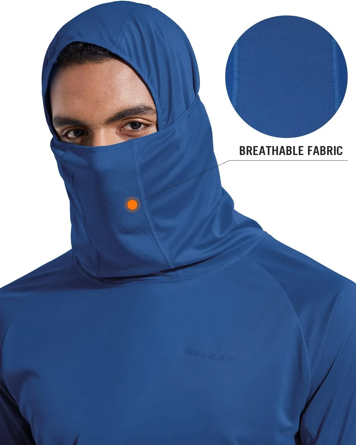 baleaf Men's Sun Protection Hoodie Shirt UPF 50  Long Sleeve UV SPF T-Shirts with Mask Rash Guard Fishing Lightweight