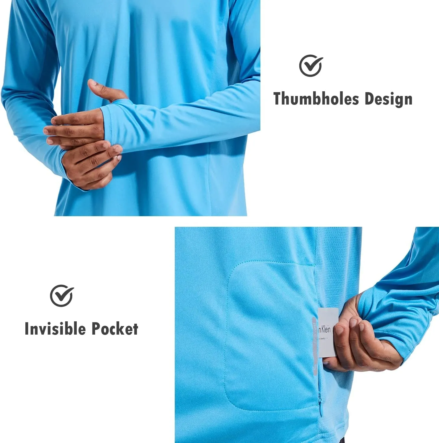 baleaf Men's Sun Protection Hoodie Shirt UPF 50  Long Sleeve UV SPF T-Shirts with Mask Rash Guard Fishing Lightweight