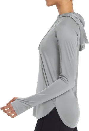 baleaf Women's Sun Protection Hoodie Shirt UPF 50  Long Sleeve UV SPF T-Shirts Rash Guard Hiking Running Quick Dry