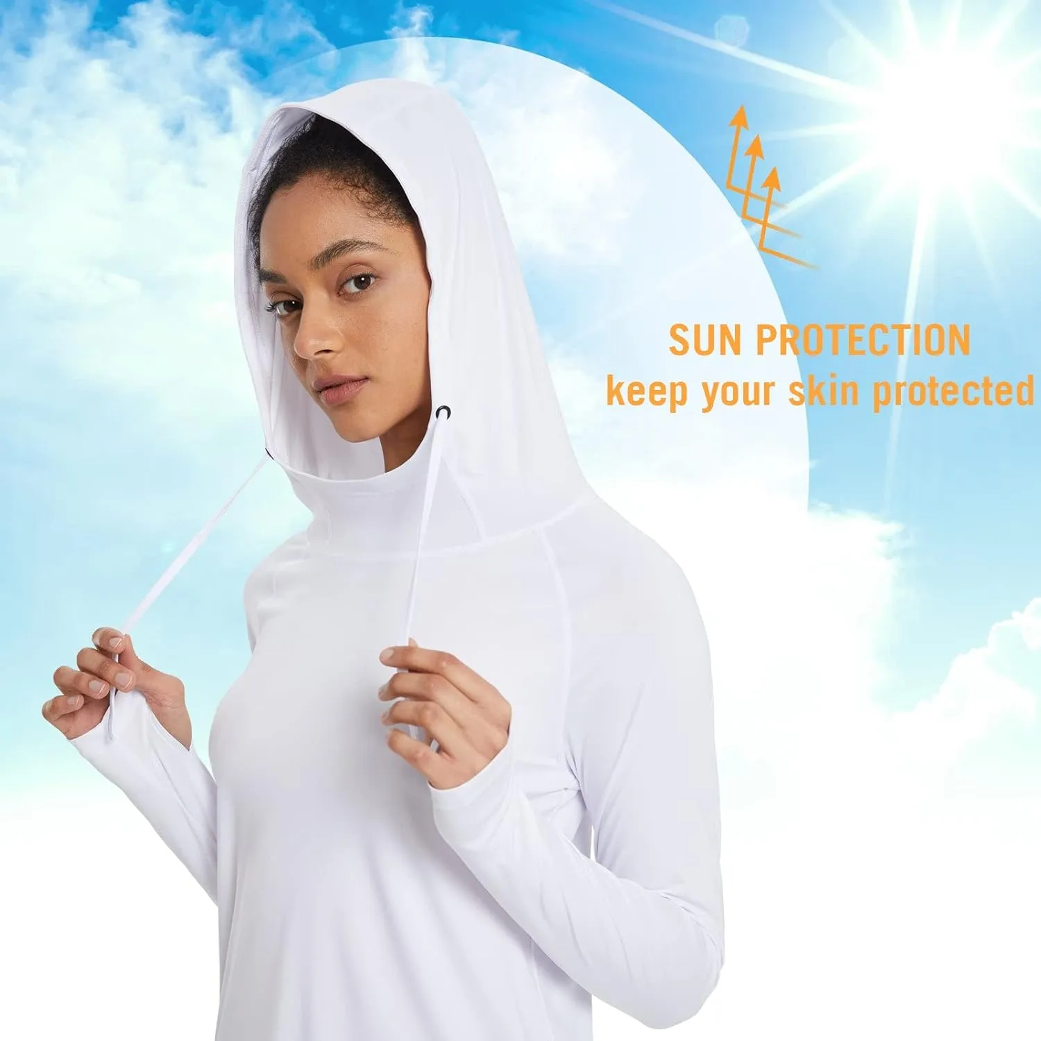 baleaf Women's Sun Protection Hoodie Shirt UPF 50  Long Sleeve UV SPF T-Shirts Rash Guard Hiking Running Quick Dry