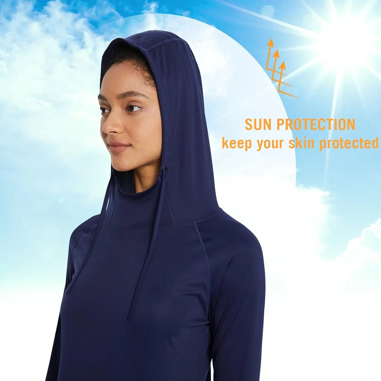 baleaf Women's Sun Protection Hoodie Shirt UPF 50  Long Sleeve UV SPF T-Shirts Rash Guard Hiking Running Quick Dry